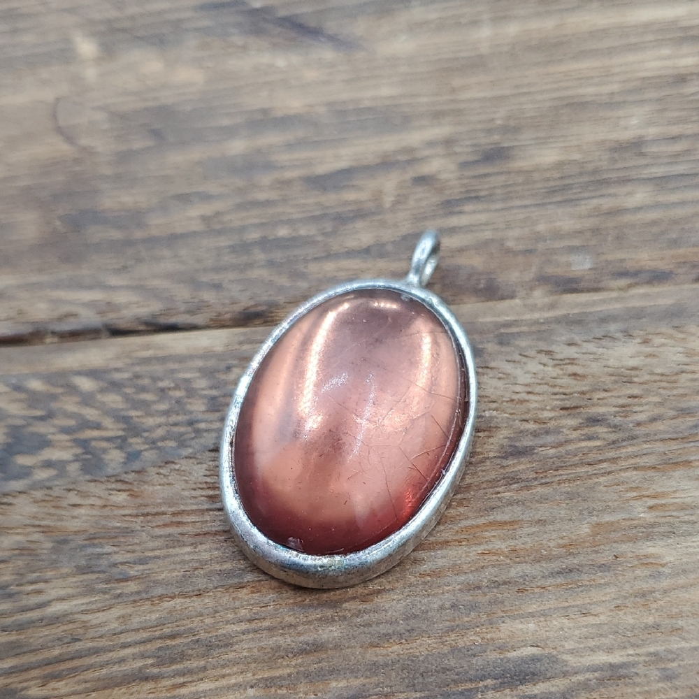Handcrafted Oval Amber Glass Pendant  - Women Jewelry P407
